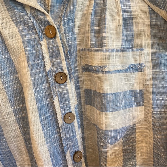 FREE PEOPLE Away At Sea Striped Linen Button Top - Picture 9 of 16